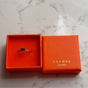 Enamel Copenhagen Silver Emerald Ring